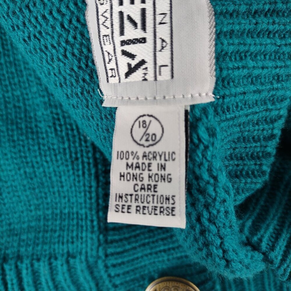 Venezia Original Sportswear Women Teal Green 4 Button 2 Pocket Cardigan Sz 18-20 - Picture 12 of 13